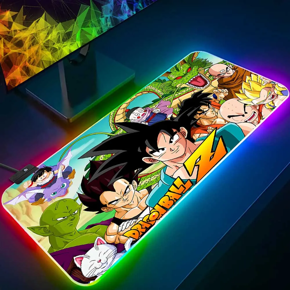 Animação rgb pc gamer teclado mouse pad mousepad led brilhante tapetes de borracha computador jogos sons gokus mausepad