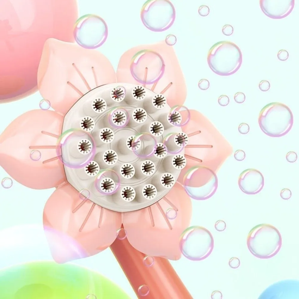 

Portable Plastic Sunflower Bubble Machine One-Button Automatic Safe Bubble Machine Blower 23 Hole Handheld Bubble Machine
