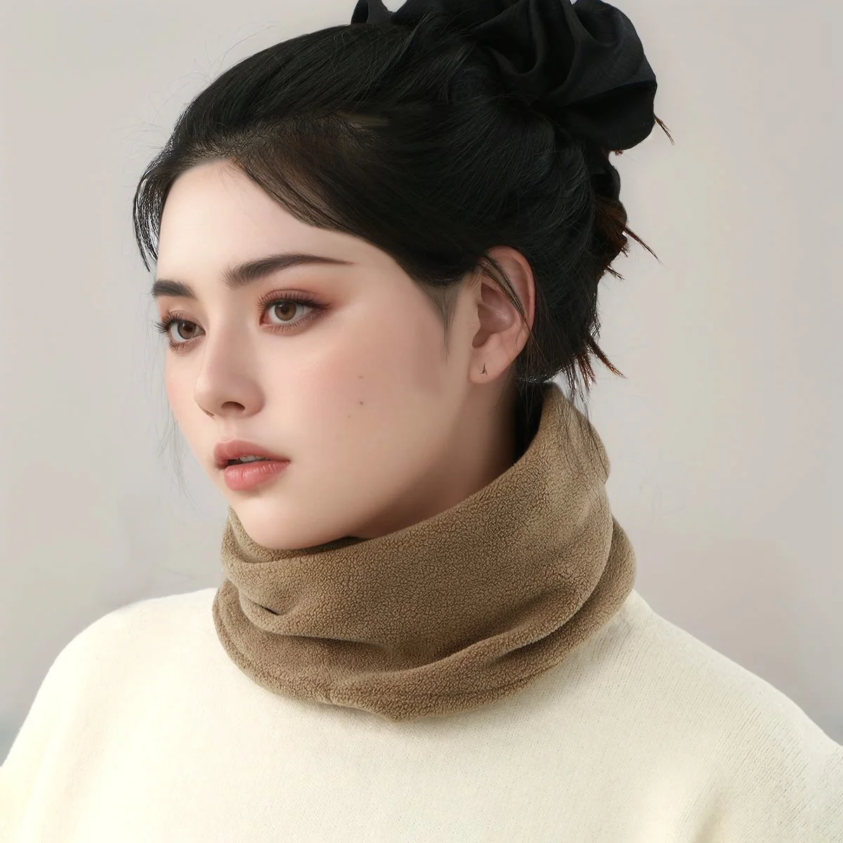 الشتاء الدائري المخملية الرقبة أدفأ ثنائي الغرض قبعة وشاح منديل للرجال النساء الاحترار وشاح للرقبة البلوز حماية 25*22 سنتيمتر #1