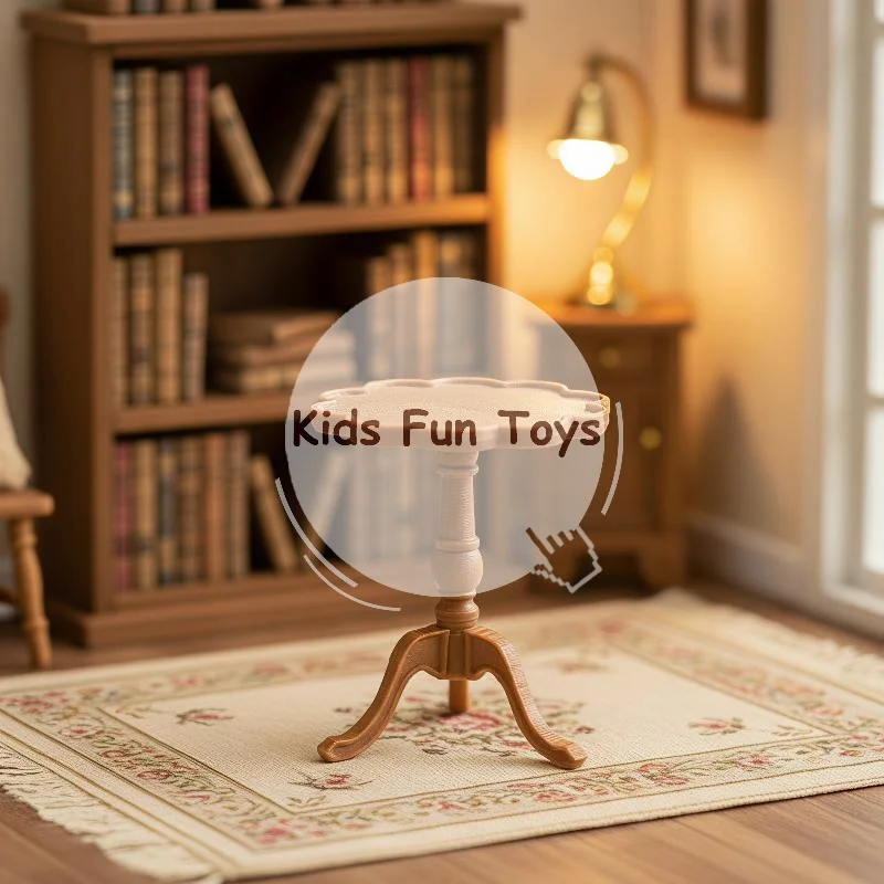 1:12 Scale Miniature Furniture Retro Round Table Dollhouse Model Vintage Style Decor for Dollhouse Bedroom Scene