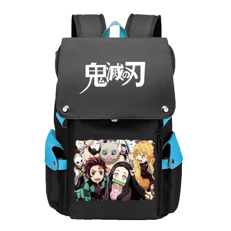 Breathable mesh, 21×48×34cm Blue Pink Red Yellow, Demon Slayer, Kimetsu no Yaiba, Kids School Bags, Anime Backpacks Girls Boys