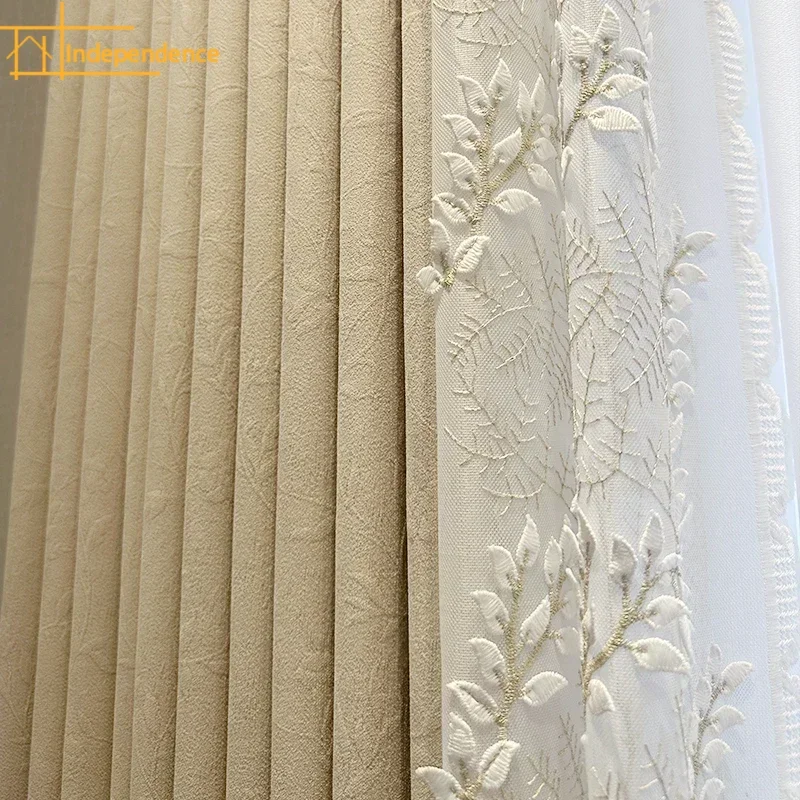 

Новые индивидуальные шторы с тиснением из жаккардового синельного кружева цвета виллы для гостиной, спальни, готовый продукт