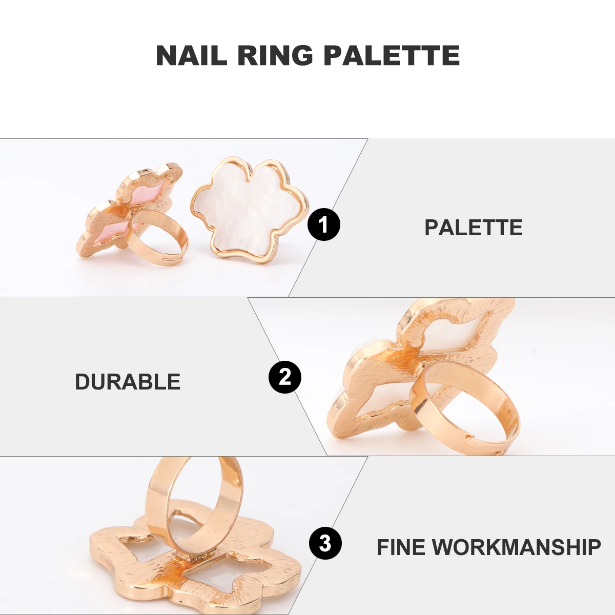 

2pcs Nail Art Resin Ring Shell Cloud Color Mixing Finger Plate Portable Mini Palette Party Holiday Salon