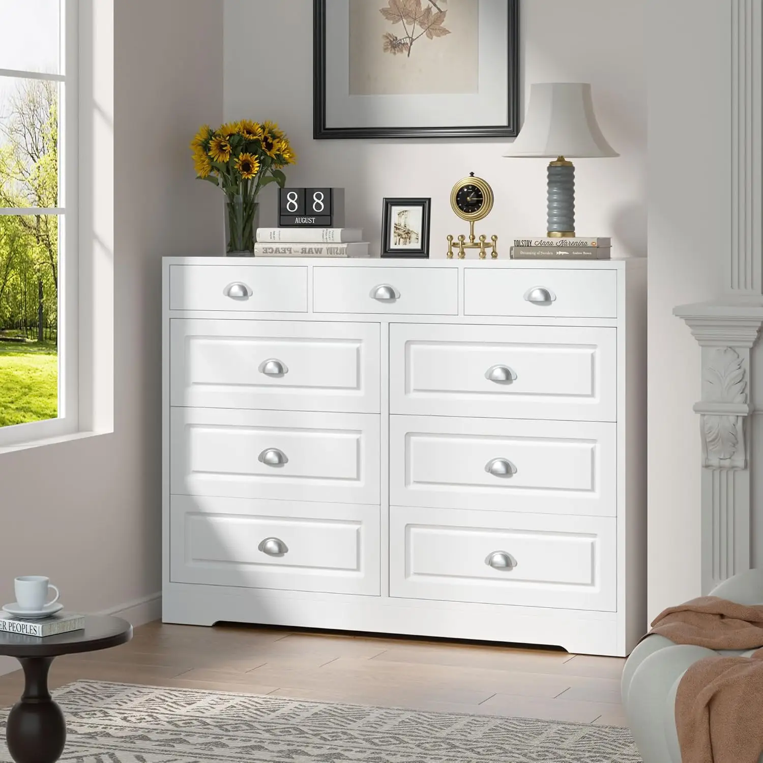 6 Drawer Dresser, Chest of Drawers Organizer Storage with Wide Drawers, Large Storage Cabinet,Modern Dresser for Bedroom, Living