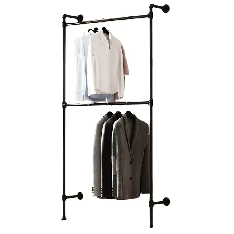 Heavy Duty Industrial Pipe Fittings Wall Mounted Hanger Rods For Wardrobe Storage Bags Retail Display Rack Hardware