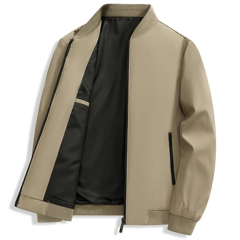 

Casual Faionable Men's Jaet Stand Collar Dad Clothes Outerwear Spring Autumn New Sle Loose Fit Milk Silk Material