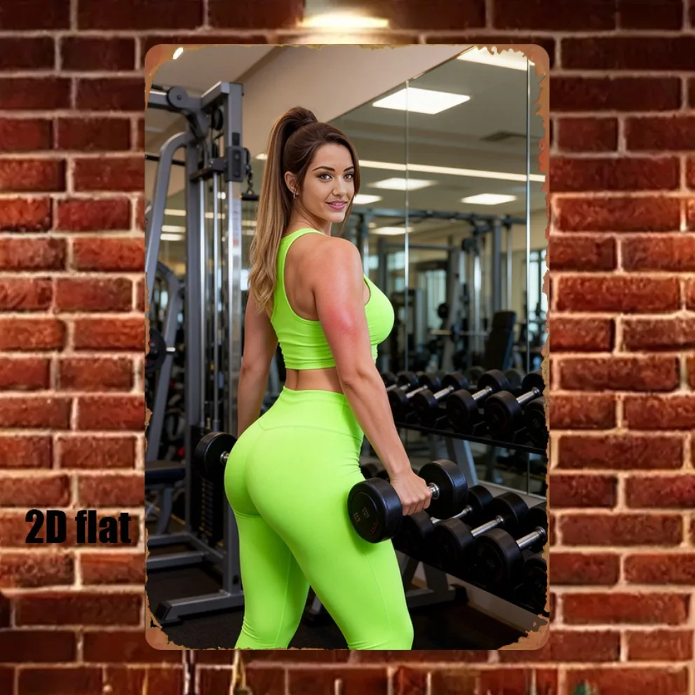 2D Metal Sign 8x12in Gym Weights Wall Art Farmhouse Kitchen Bar Home Office Decor