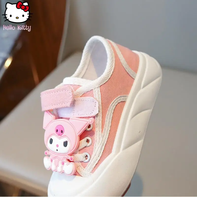 Sanrio Girls' Kawaii Canvas Shoes Kuromi Spring Autumn New Cartoon Anime Fashion Casual Board Shoes Youth Soft Soled Sports Shoe