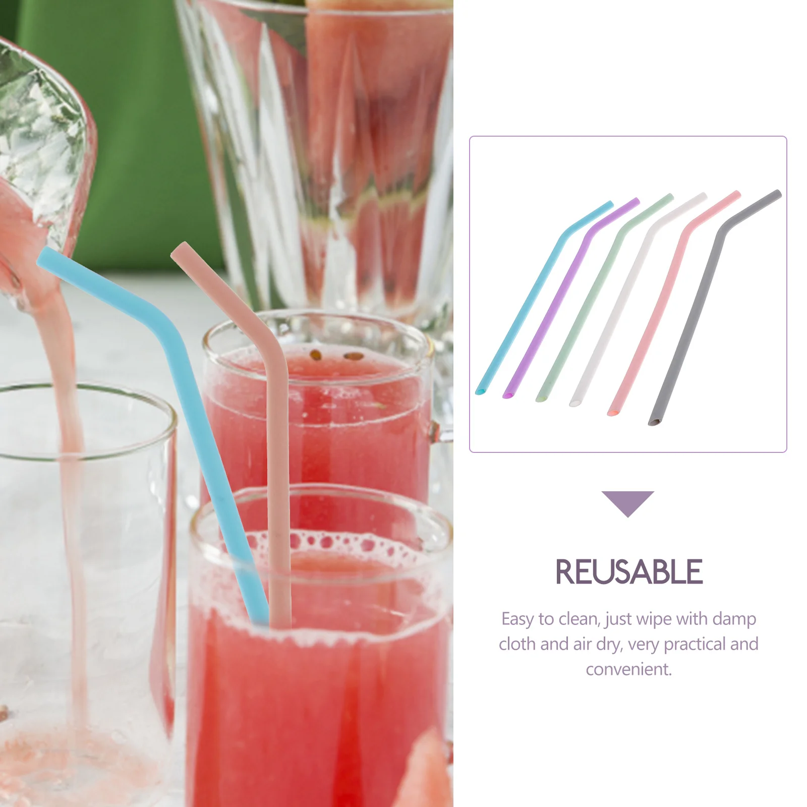 

Silicone Straw Set Creative Straws Smoothie Kids Drinking Reusable Bubble for Hot Drinks Cocktails Water