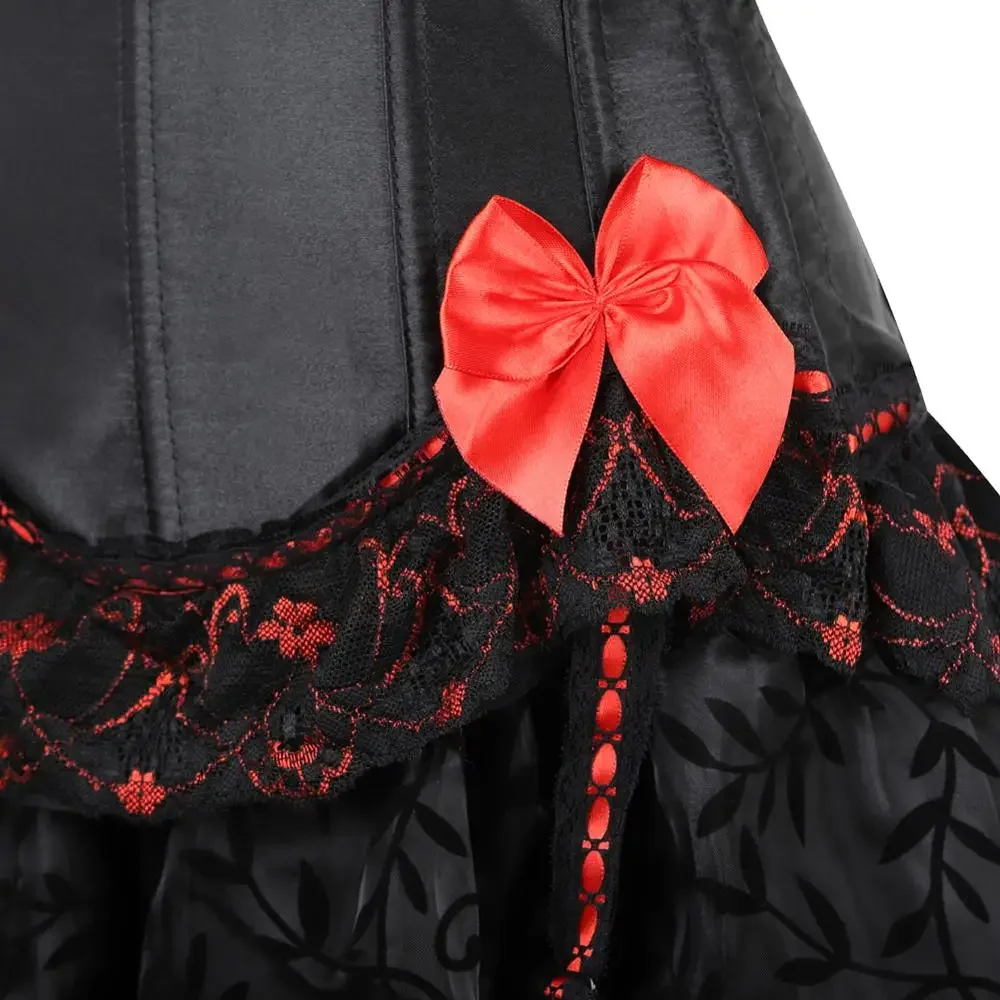 Gothic Corset Bustier Top Plus Size Vintage Lace Satin Women Corselet Burlesque Overbust Sexy Lingerie Mujer Victorian Costumes