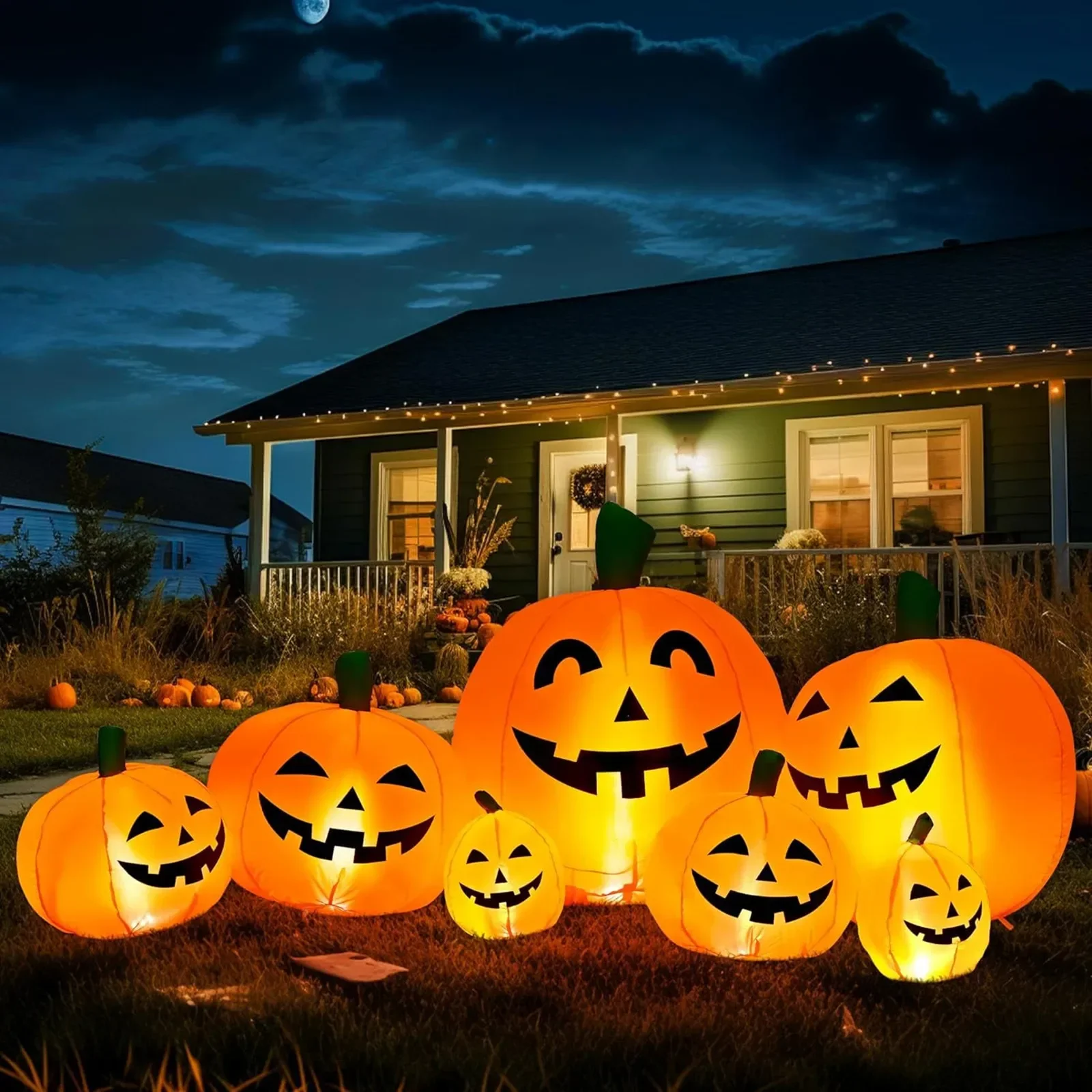 For 8TF Halloween 7 Pumpkin Inflatable Air Model Decoration Halloween Festival Air Model Courtyard Decoration Props