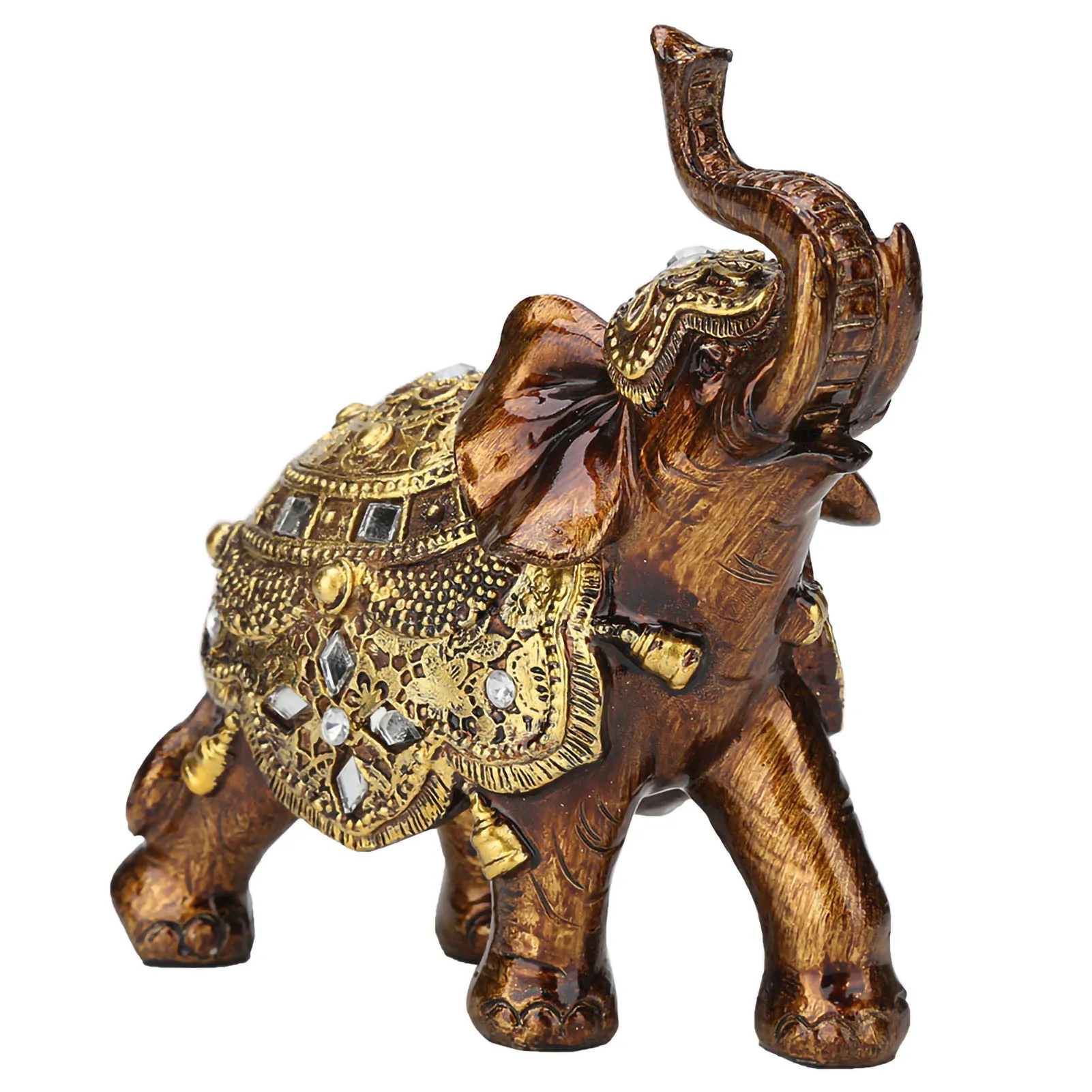 Resin Elephant Statue European Style Home TV Cabinet Craft Decoration Lucky Fengshui Elephant Sculpture Figurine Ornament