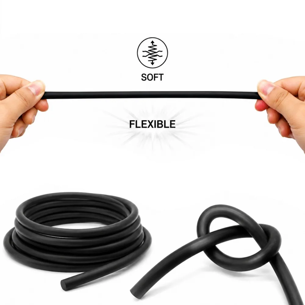 1/2/3M  Natural Latex Solid Strip Black Dia 6mm High Elastic Tensile Rubber Strip For Slingshot Fitness Training DIY Project