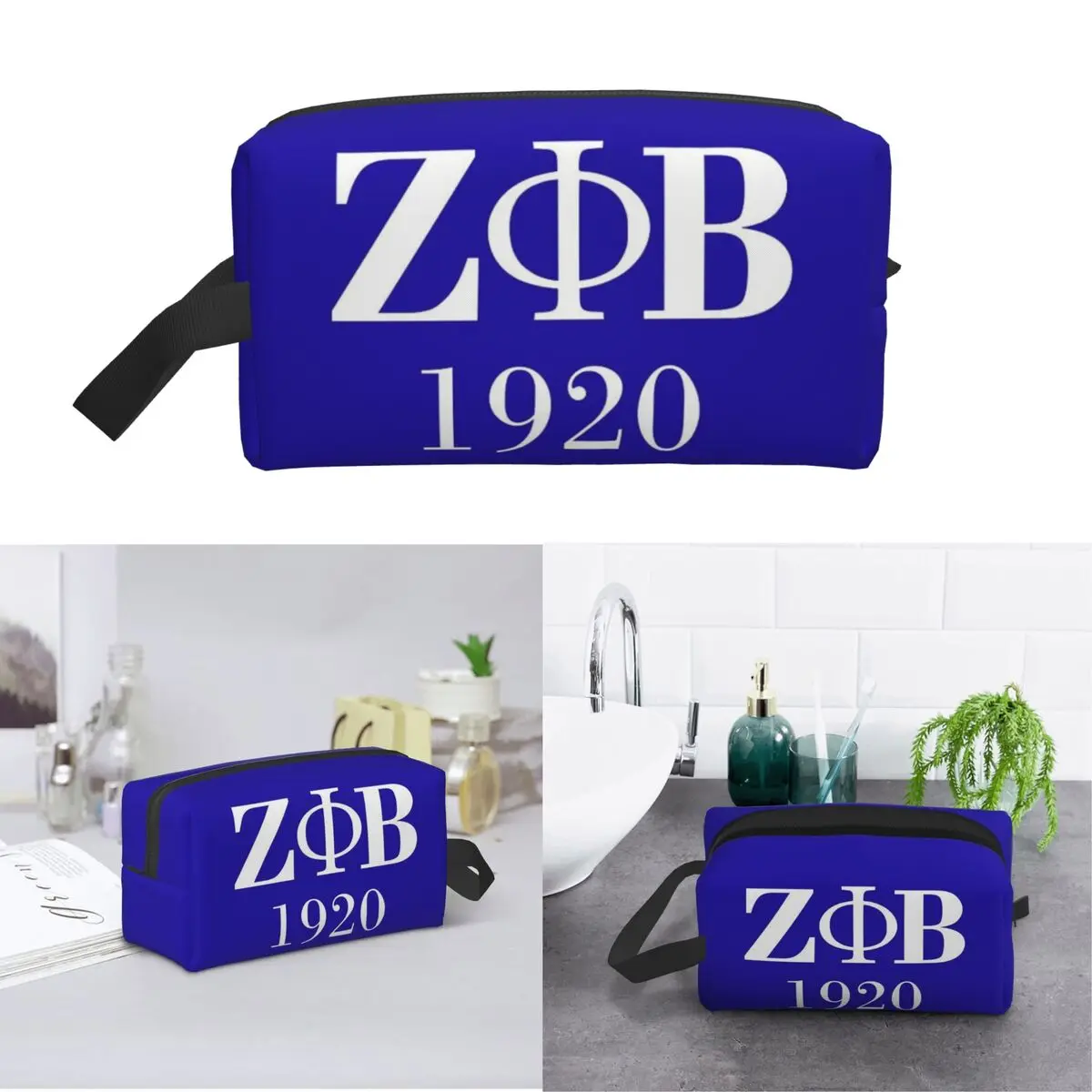 Zeta Phi Beta Sorority Logo Greek Letter 1920 Makeup Bag Cosmetic Storage Dopp Kit Toiletry Cosmetic Bag for Women Beauty