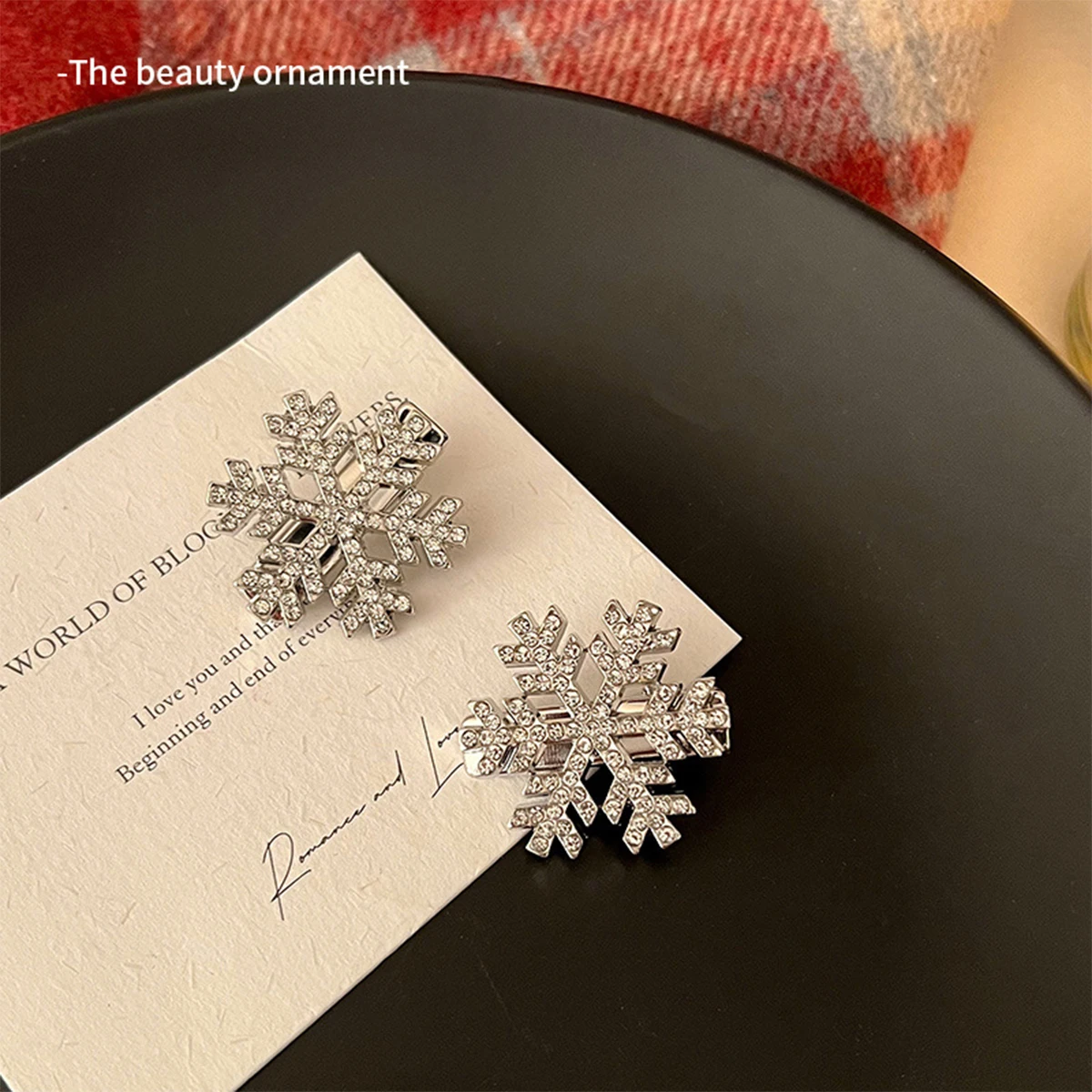 Rhinestone Snow Hair Clip Side View