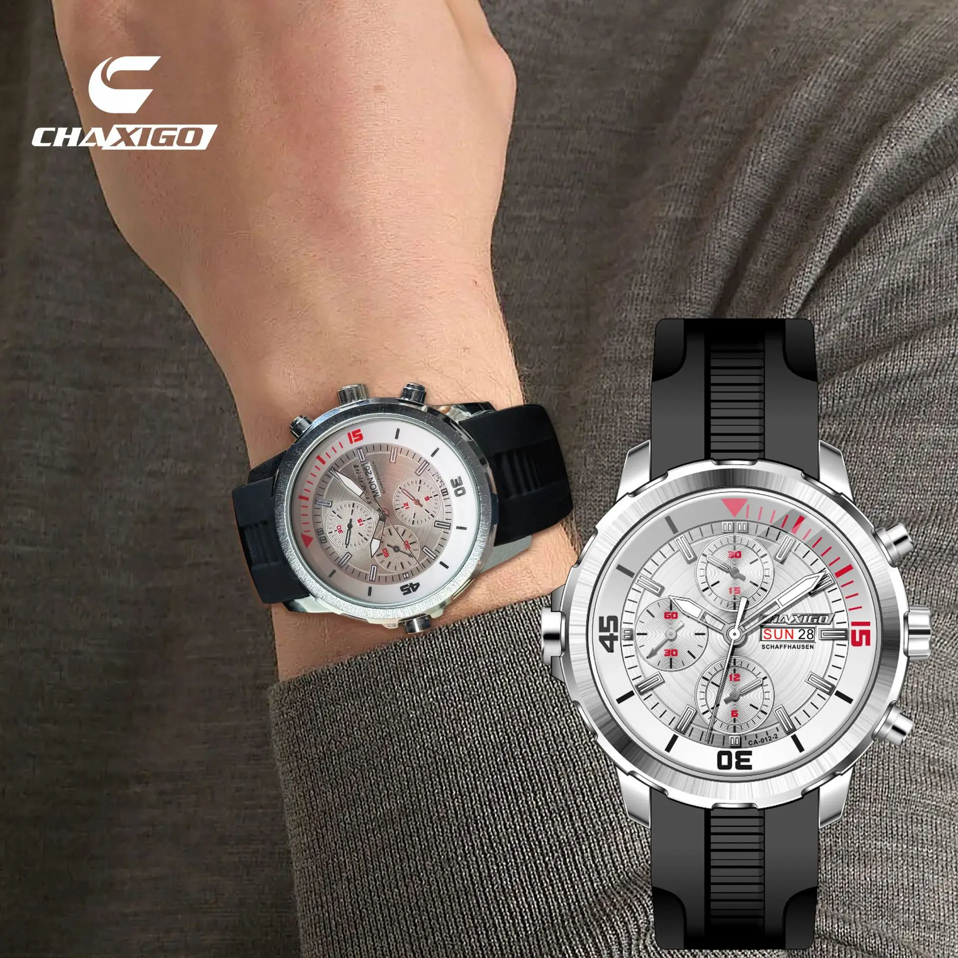 

CHAXIGO Men's Tactical Rubber Strap Watch with Rotating Bezel - Luminous Dial, 30m Water Resistance Unique Style Quartz Movement