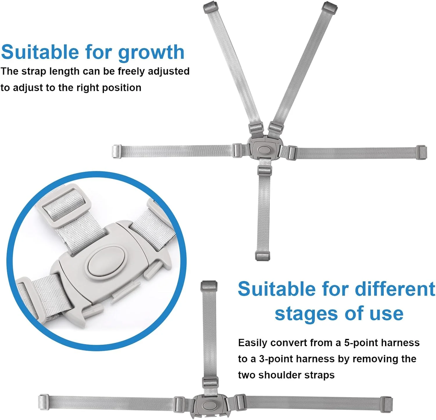 Graco 用ハイチェアストラップ、ポリエステルとプラスチックの調節可能なハイチェアストラップベビーシートハイチェアキッズベビーカーアクセサリー 5 Po
