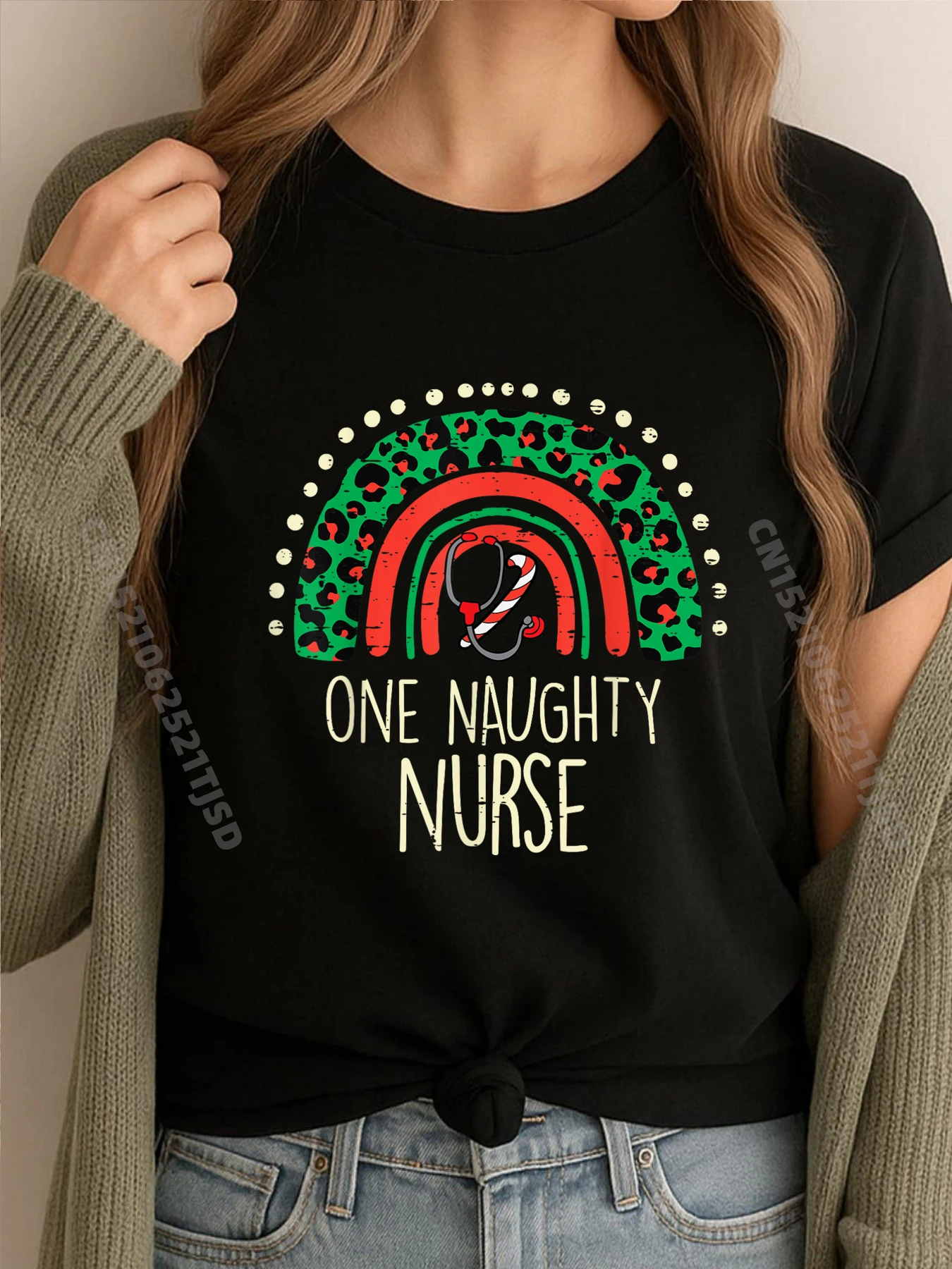 

One Naughty Nurse Xmas Rn Icu Er Christmas Scrub Top Fall Clothes Aesthetic Woman Clothing Japan Style