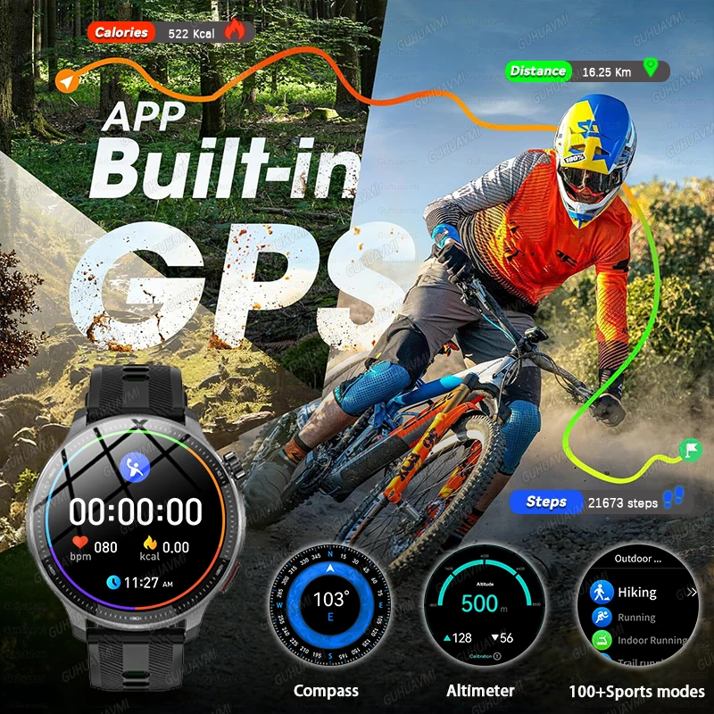 Newly T-Rex3 Ultra 4GB Memory GPS Sports Smart Watch Offline Map 1.43" AMOLED Display 3ATM Flash Charge Fitness Call Smartwatchs