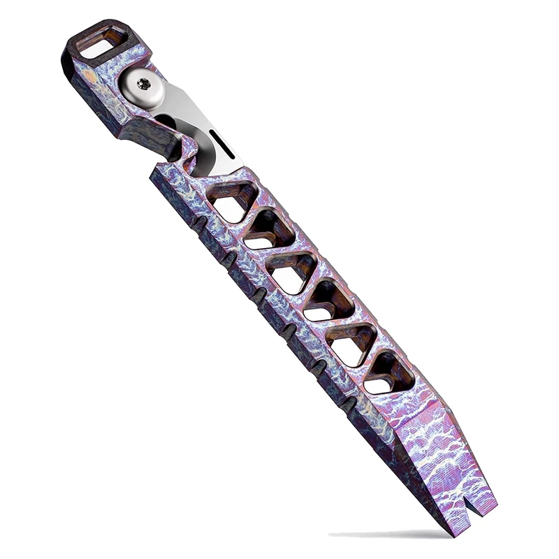 Titanium Pry Bar Pocket Tool Bottle Opener Keychain Outdoor Tool,Titanium Key Chain,Multicolor