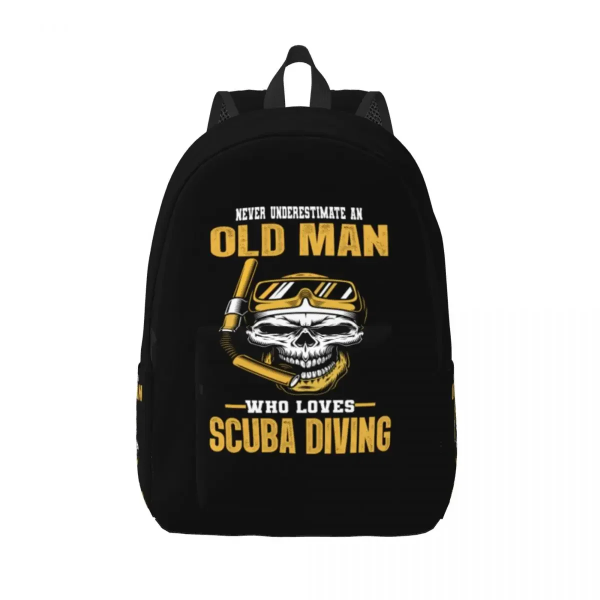 

Customized Underestimate Old Scuba Diver Canvas Backpacks Men Women Casual Bookbag for College School Diving Bags