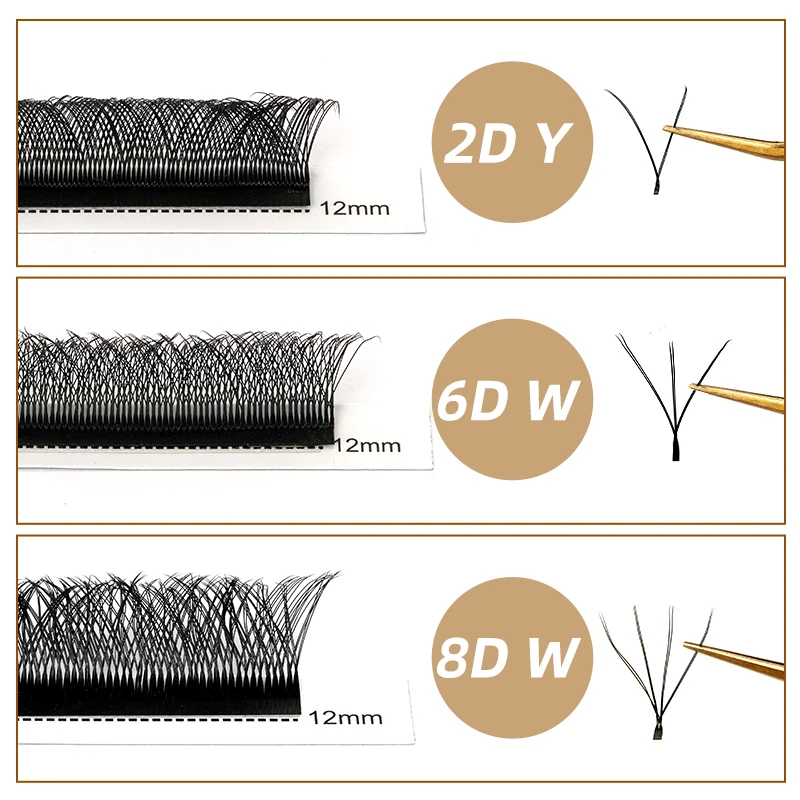 ขนตาปลอมสองด้านสำหรับต่อขนตา2D/6D/8D ขนตาปลอมสองชั้น8D แฟน cilios W ขนตาปลอมคุณภาพสูงขนตาเทียม