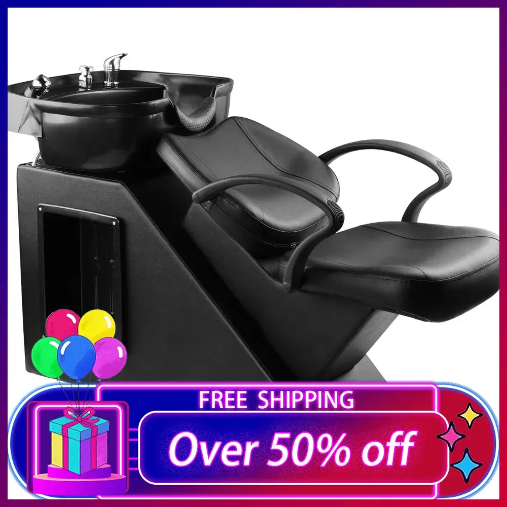 

Shampoo Barber Backwash Chair, ABS Plastic Shampoo Bowl Sink Chair for Spa Beauty Salon (Black)