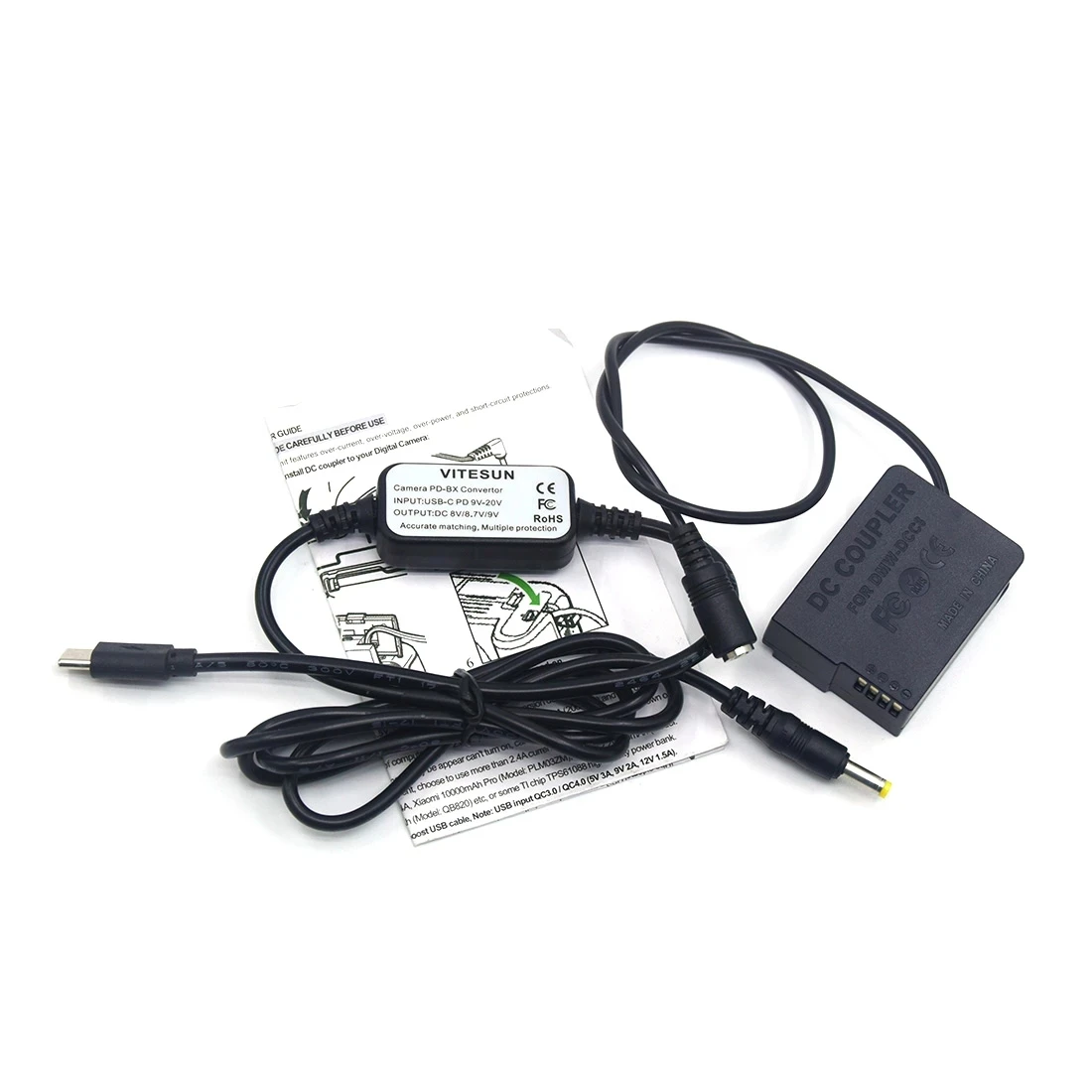 

DMW-DCC8 BLC12 Decoded Fake Batter USB Type C USB-PD Converter To DC Cable For Lumix DMC-GH2 GH2K GH2S FZ200 FZ300 FZ1000 GX8 G