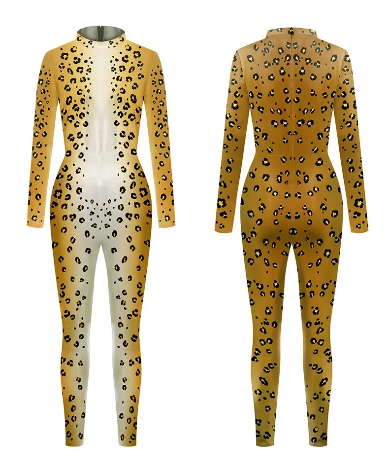 Mulheres homens animais jaguar panther 3d impressão macacão estilo punk elástico apertado halloween cosplay trajes festa role play outfit