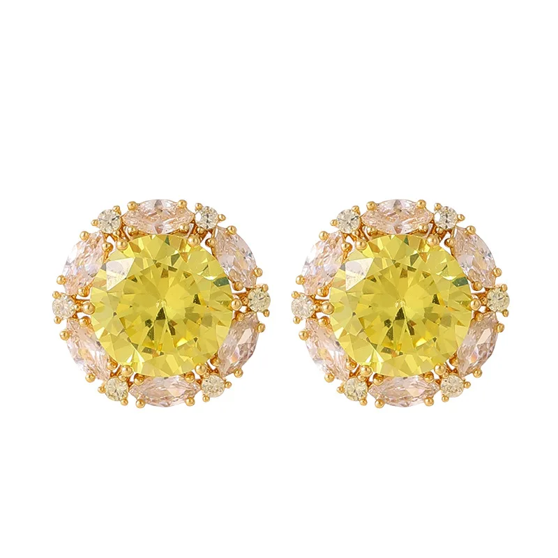 Fashionable, exquisite, simple, light and luxurious style, sparkling zircon geometric earrings, niche high-end commuting earring