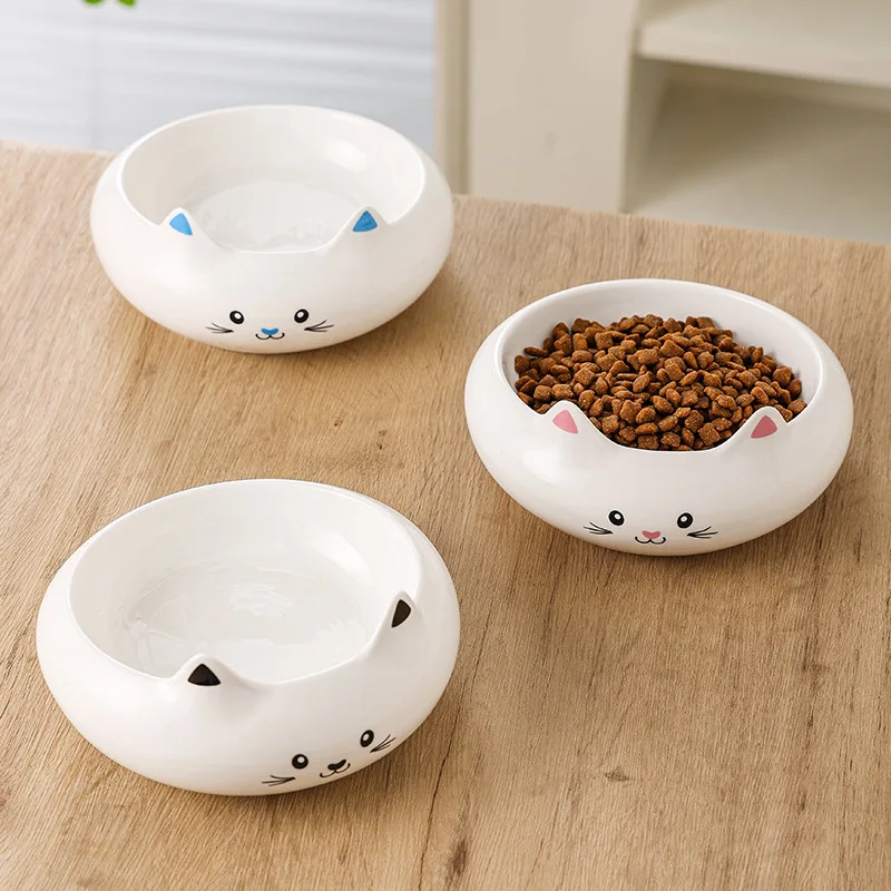 Pet Products Cat Bowl Ceramic Neck Protection High Foot Milk Exhaling Drinking Water Food Basin Dog Bowl Anti Overturnin