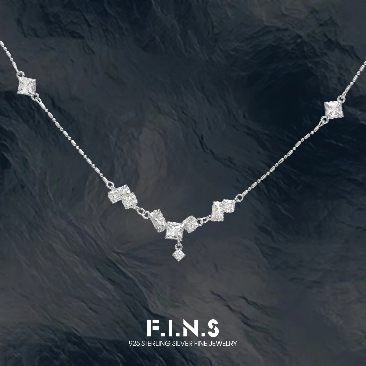 

F.I.N.S оригинальное роскошное ожерелье из стерлингового серебра 925 пробы с цирконием, женское нерегулярное квадратное ожерелье с цирконием, цепочка на ключицу, модные изысканные ювелирные изделия для вечеринок