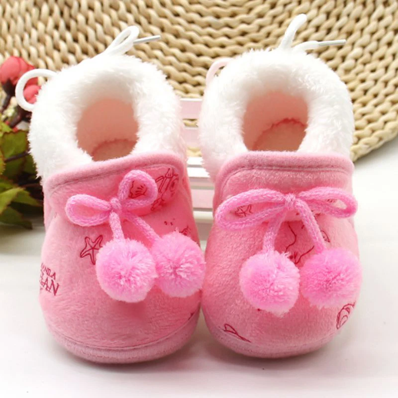 Infant Baby Boys Girls Slippers Cozy Fleece Booties Soft Bottom Warm Cartoon Socks Newborn Shoes