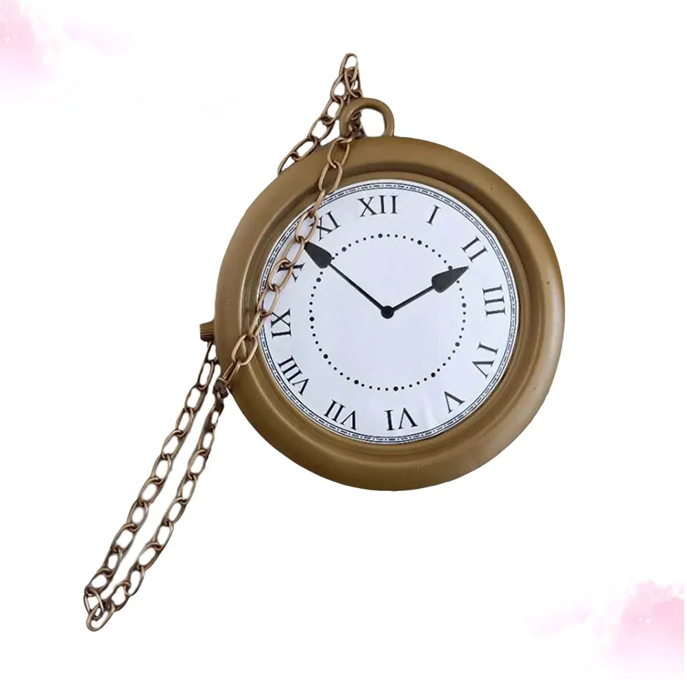 1Pcs Modern Fake Wall Clock Minimalist Plastic Hanging Clock Nonfunctional Decor Prop for Hotel Restaurant Cafe Pub Living Room