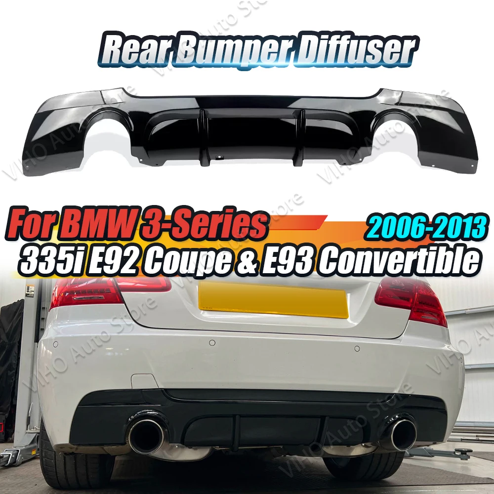 Para BMW 328i 335i E92 m-tech E93 M sport 2006-2013 difusor de parachoques trasero de coche labio con luz doble labio divisores Spoiler cuerpo Kits
