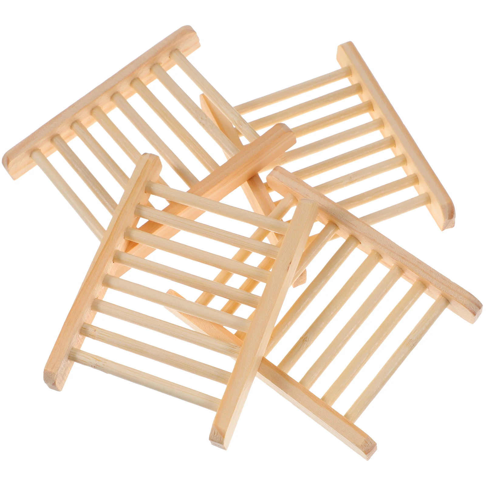 

4PCS Wood Soap Dish Draining Tray Holder for Kitchen Bathroom Sink Laundry Room Wooden Home Portable Non Metal