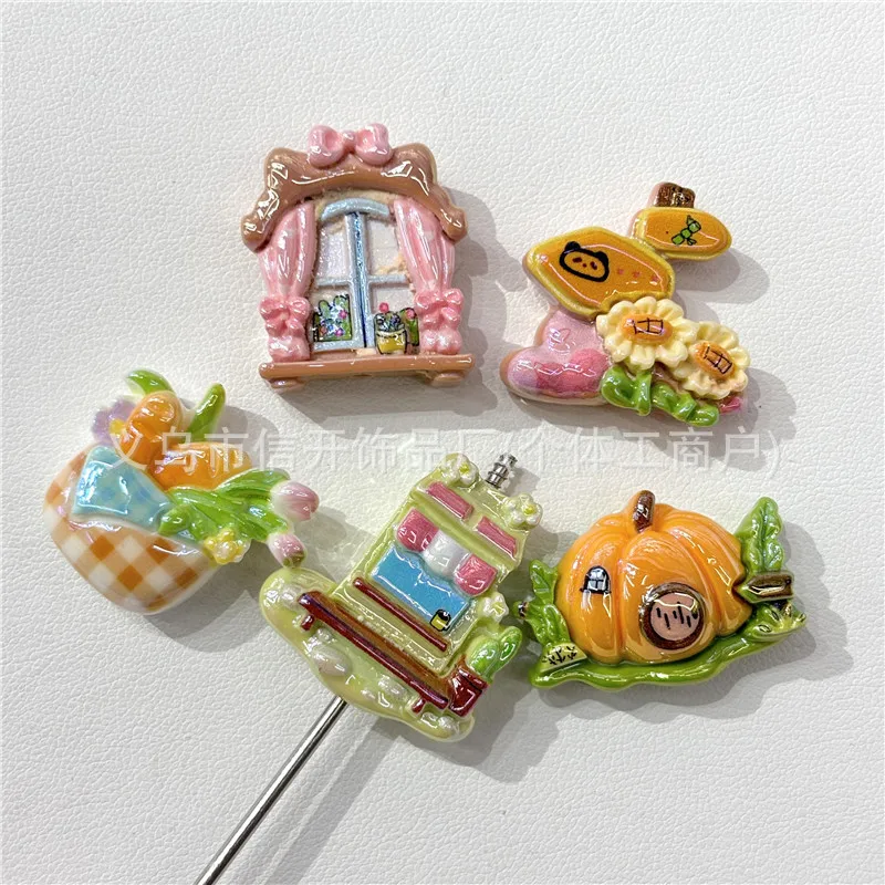

Vertical hole resin flower basket house cartoon bead pen mobile phone keychain bracelet DIY handmade jewelry resin material