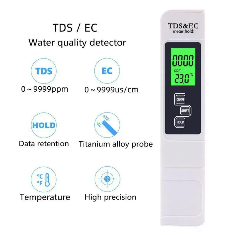 JJYY المهنية جهاز اختبار جودة المياه TDS EC مقياس الحرارة شاشة الكريستال السائل الرقمية أداة اختبار نقاء المياه