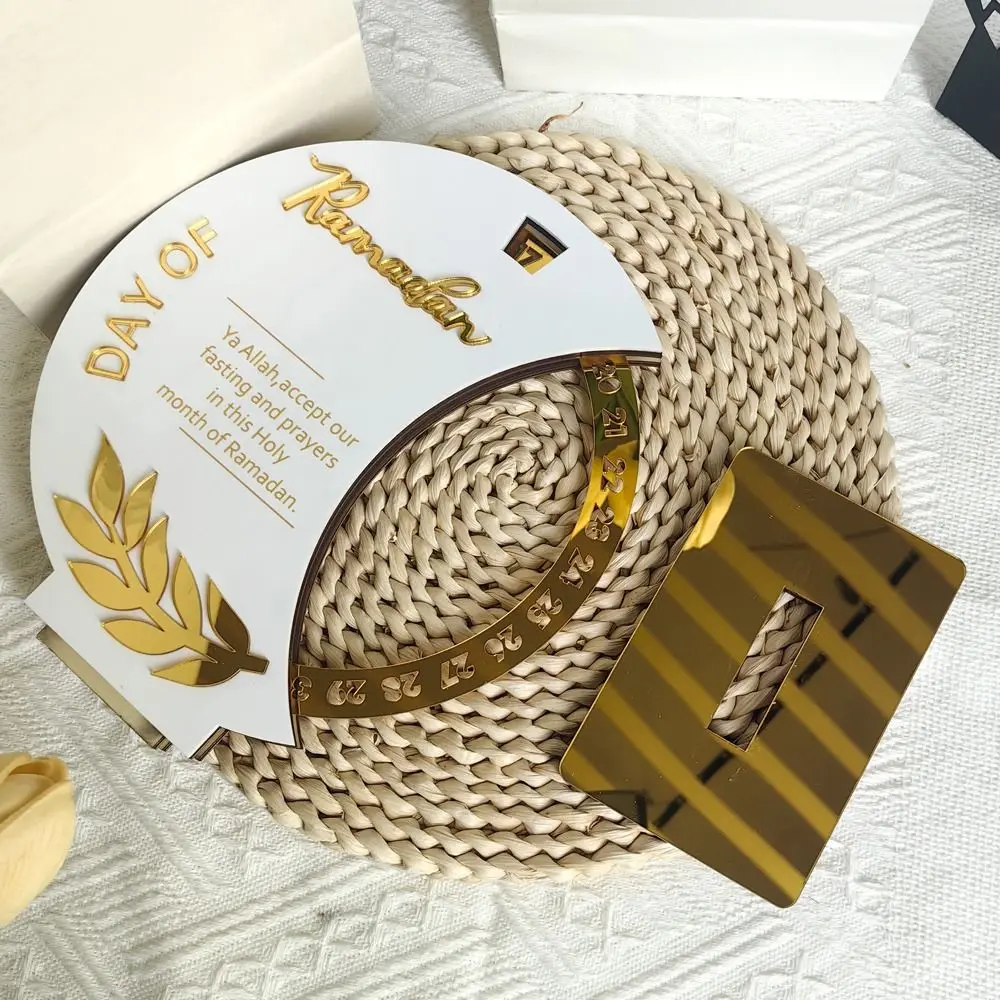 

Многоцветный адвент-календарь «Ид Мубарак» с деревянной подставкой, вращающийся настольный декор, акриловое украшение для Рамадана, настольное украшение