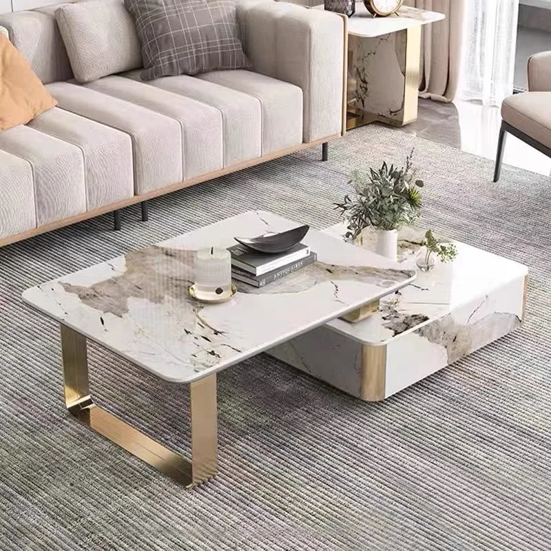 Pandora home living room retractable coffee table combination small apartment stainless steel tea table TV cabinet