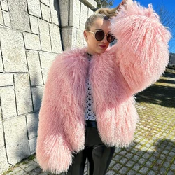 Real Lamb Fur Coat Women Mongolian Lamb Fur Coat 2024 Winter New Sheepsking Fur Coat Short Fluffy Lamb Fur Jackets lava fur coat