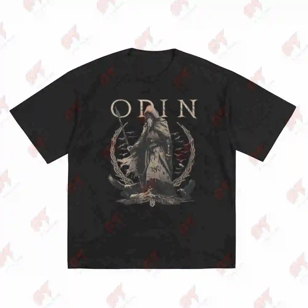 Viking Norse Odin Gungnir Heavyweight Short Sleeve Tee 100% Cotton T-Shirt