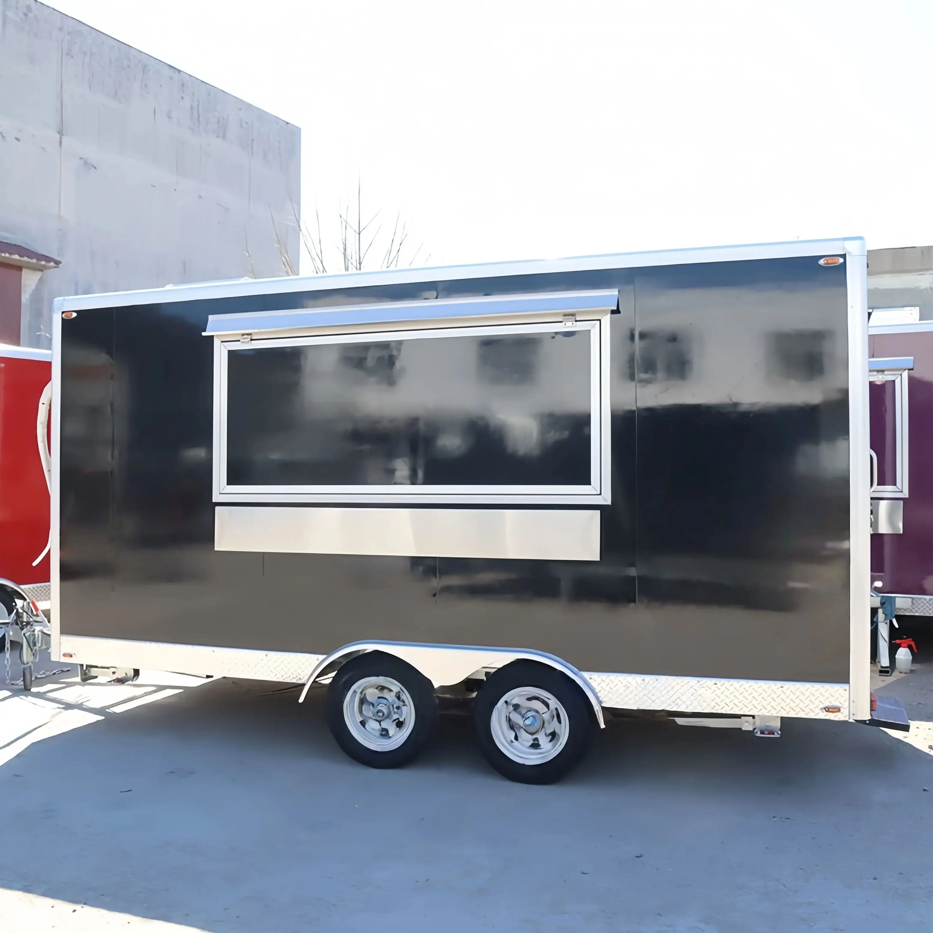 

Customzied Stainless Steel Food Truck Trailer Commercial Street Square Food Van Mobile Food Truck