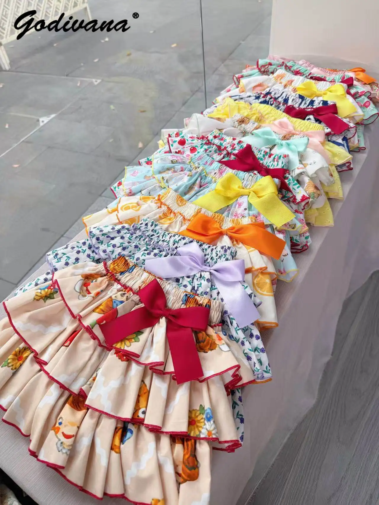 2026 Summer New Multi-color Sweet Cute Baby Girls Floral Skirt Childrens Ruffles Elastic Waist Bow Cake Skirt Princess Shorts