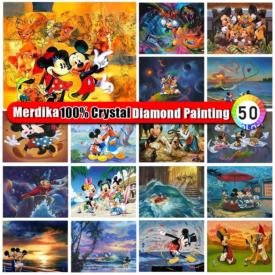 100% Crystal Disney Diamond Painting Mickey Mouse New Collection 2024 Cartoon Girl Mosaic Arts Rhinestone Embroidery Picture