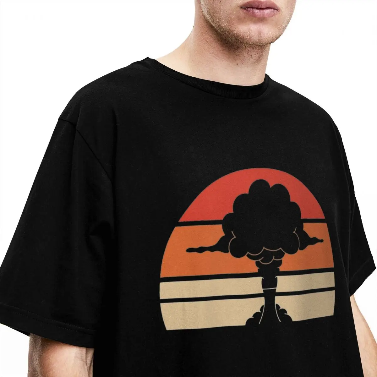 เสื้อยืดลาย Nuclear explosin The Sun เสื้อยืดวินเทจสำหรับฤดูร้อนเสื้อยืดคอตตอนแท้สำหรับพิมพ์ลายแขนสั้นคู่รัก