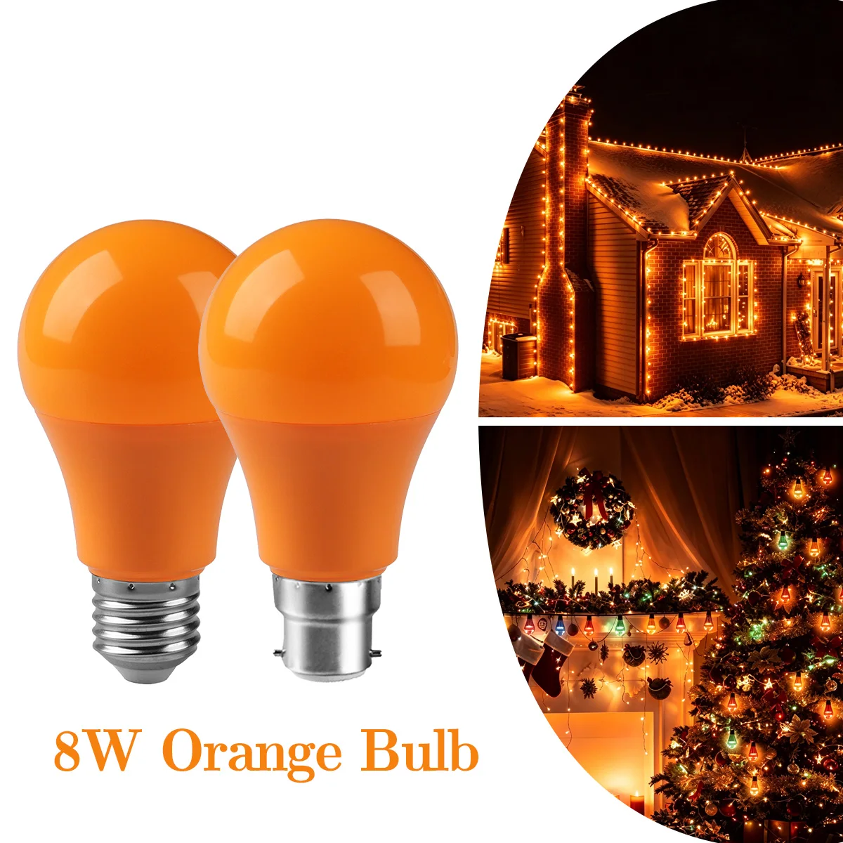 4-20Pack A60 8W Orange Lighting LED Bulb E27 B22 640LM AC100-240V Energy Saving for Home Party Courtyard KTV Stage Decoration