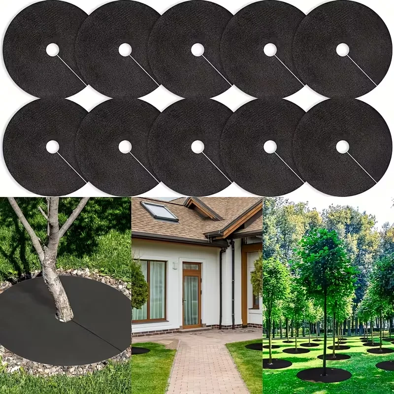 

10Pcs Non-Woven Tree Mulch Ring Weeding Barrier Reusable Garden Mat Garden Netting Blanket Gardening Anti Grass Cloth Films