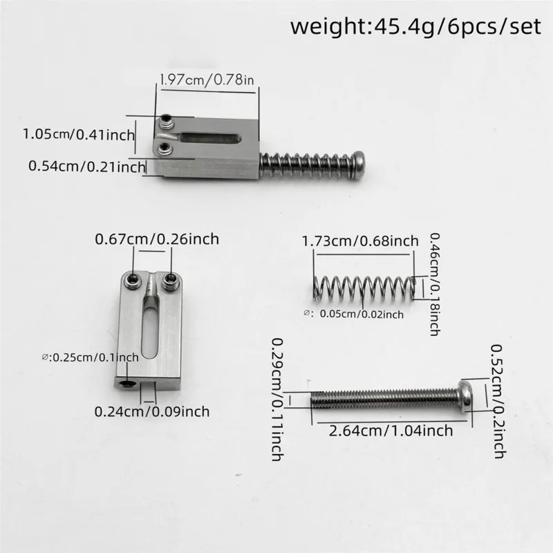 (AD12) 6PCS Upgraded Version Solid Stainless Steel Guitar Bridge Saddles for Stratocaster or Telecaster