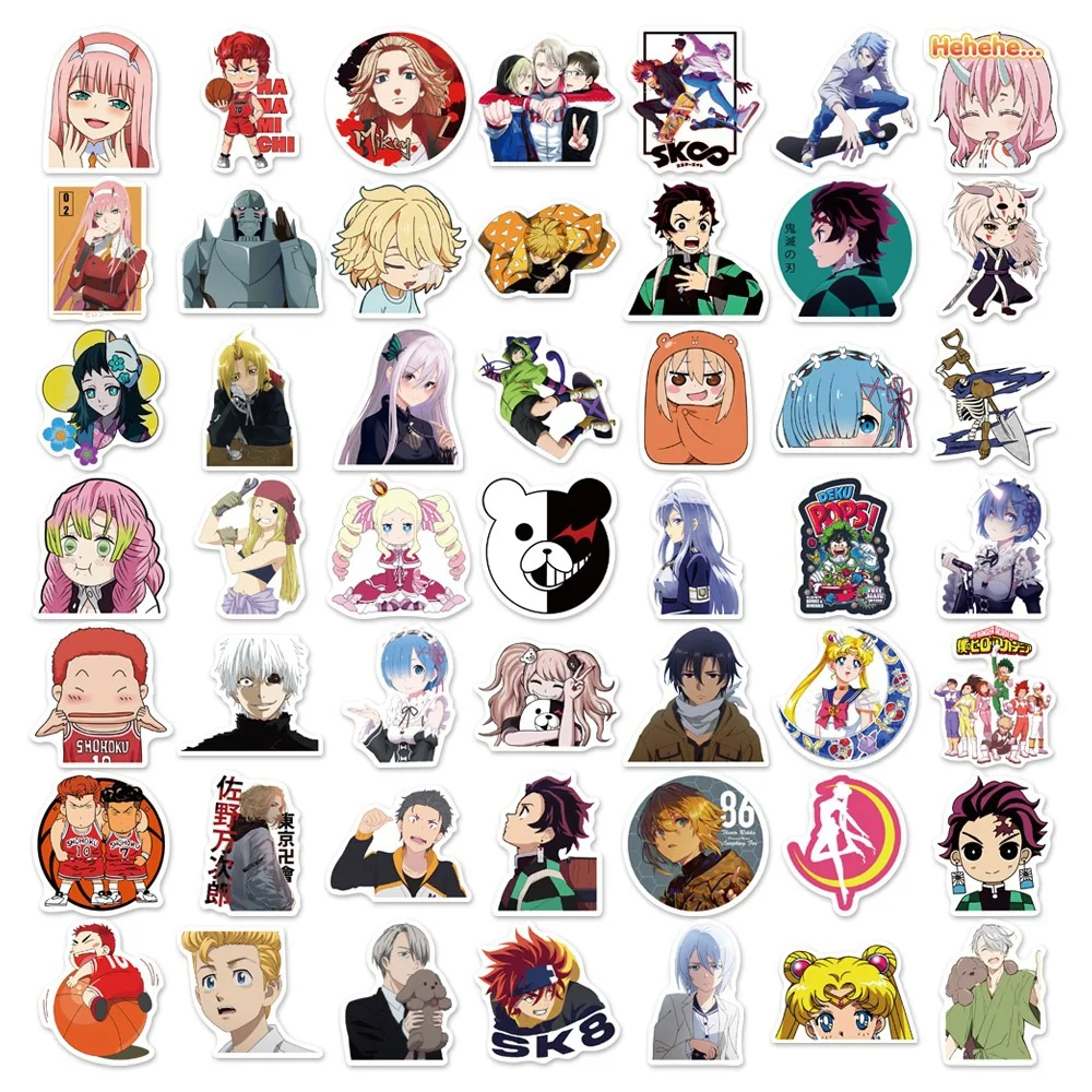 300Pcs/Set Mixed Anime Stickers PVC Waterproof Cartoon sticker DIY Graffiti Decals Laptop Car Bike Toy Sticker for Kids